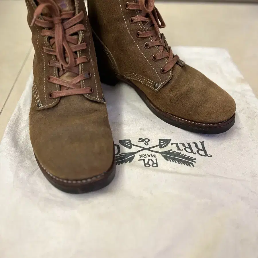 RRL SUEDE ROUGH OUT LACE UP BOOTS