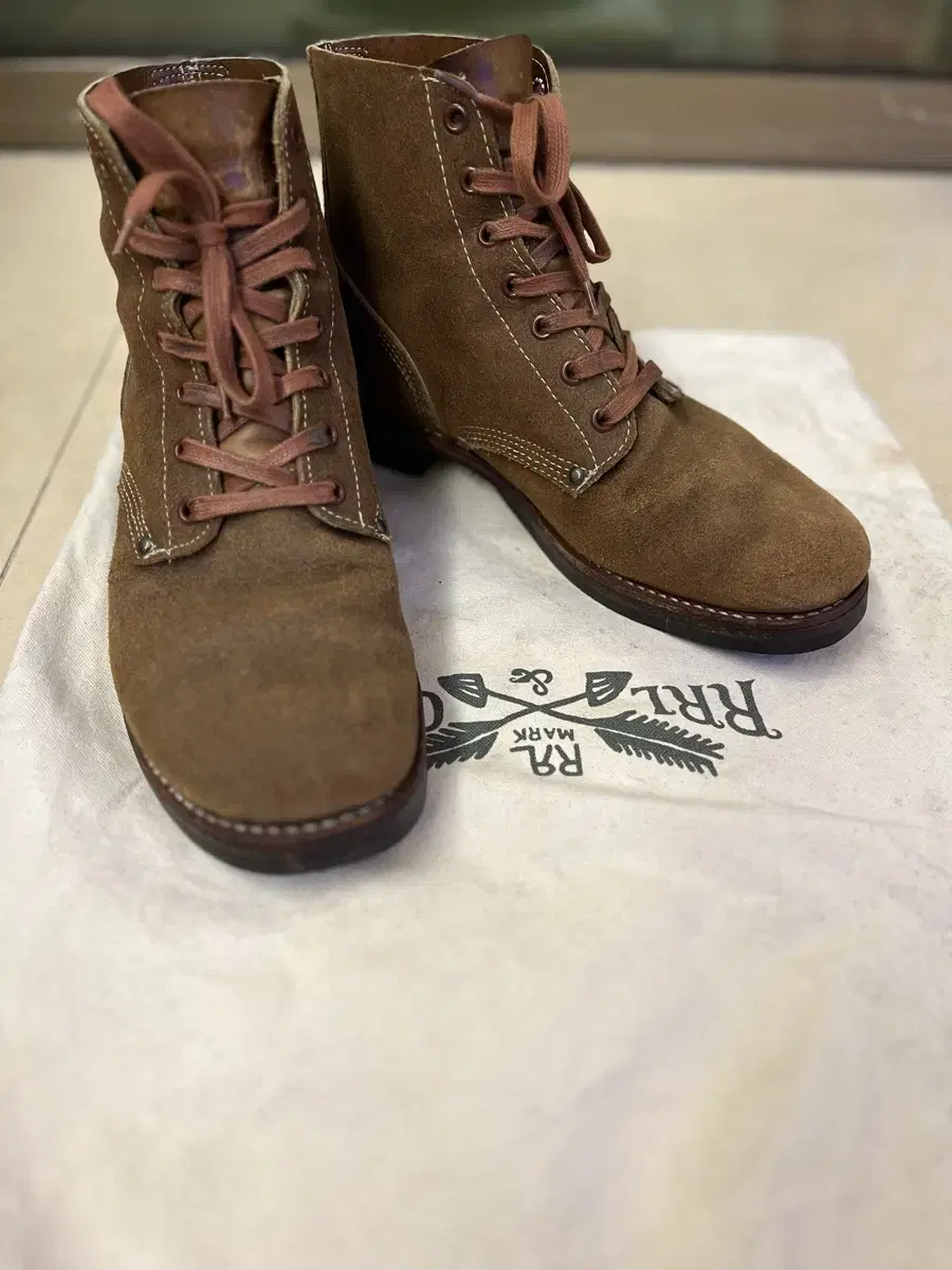 RRL SUEDE ROUGH OUT LACE UP BOOTS