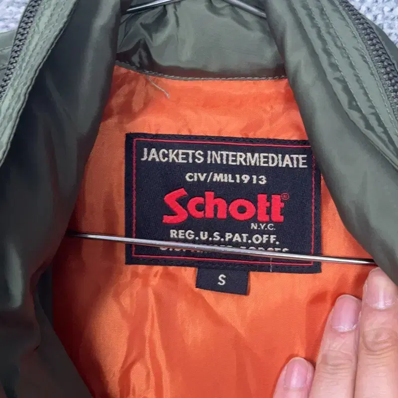 SCHOTT 쇼트 카키 M65 자켓 S