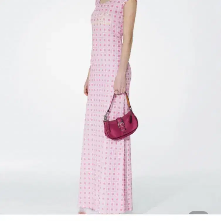 Sculptor Unusual Check Maxi Dress Pink C