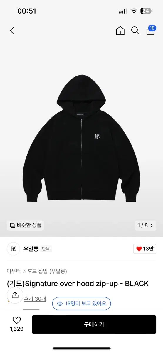 Oualong Hooded Zip-up Navy M