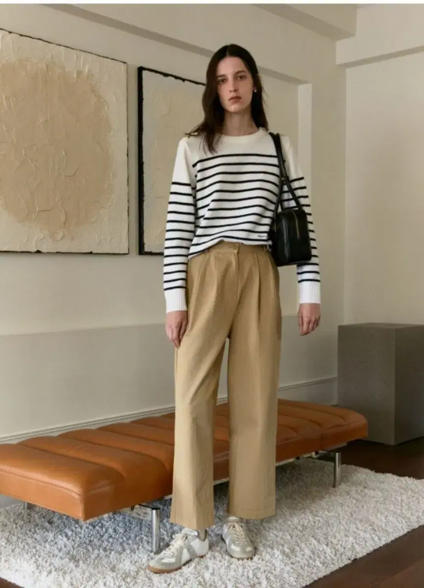 Gold Button Stripe Knit with Deep Pockets