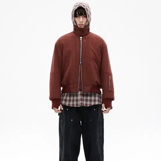 알렌느 23fw 3D Padded Wool Blouson 버건디