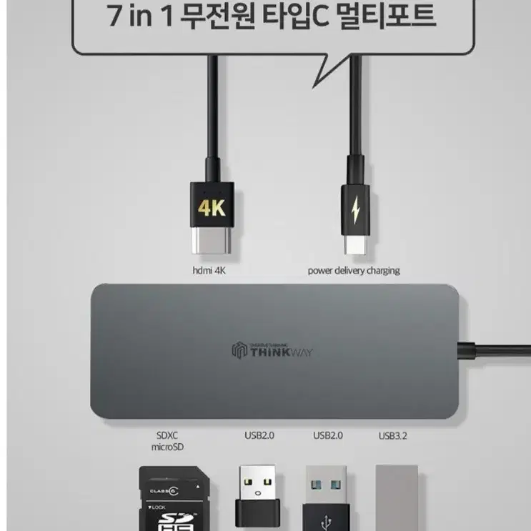 씽크웨이 CORE D34DEX 7포트 HDMI 멀티포트 허브 팝니다