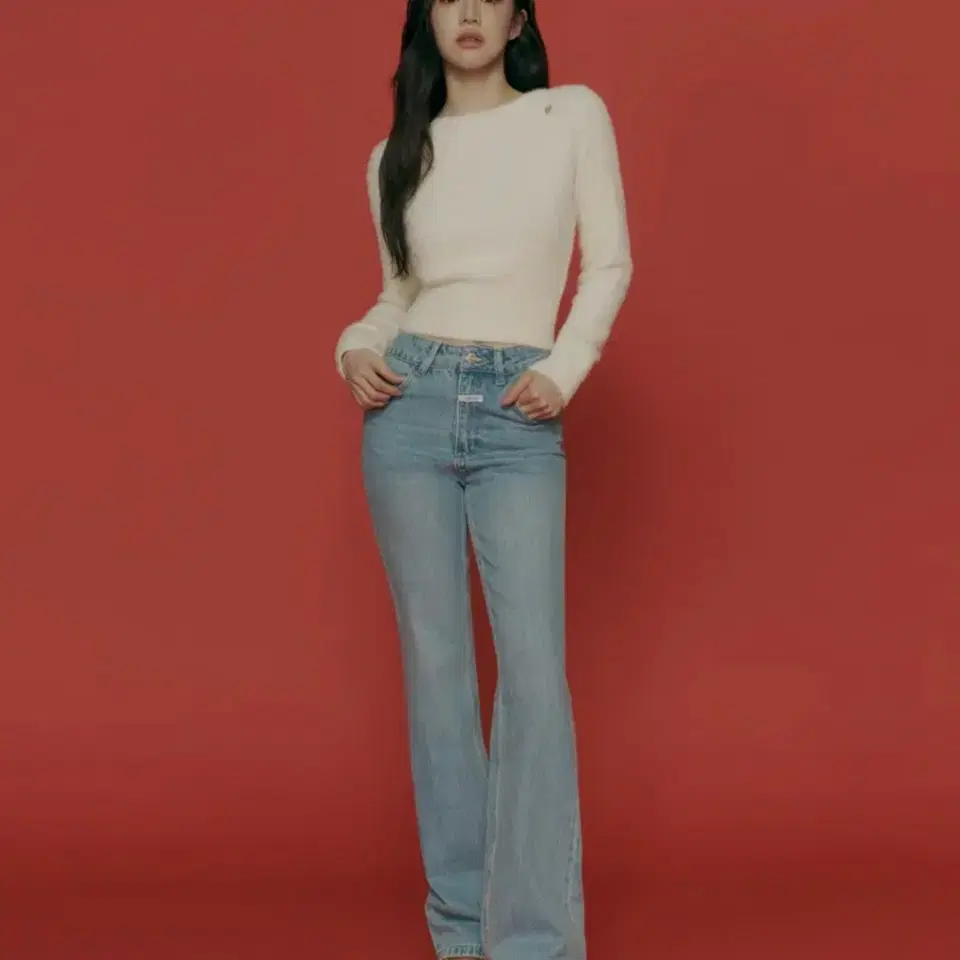 마리떼) W SLIM BOOT-CUT DENIM PANTS