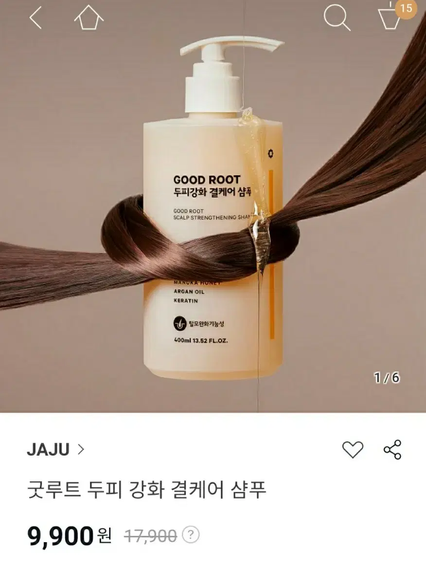 JAJU 굿루트 두피 강화 결케어 샴푸 400ml