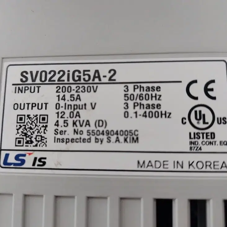 LS SV022iG5A-2 (2.2KW) 3마력 220V 인버터 새제품