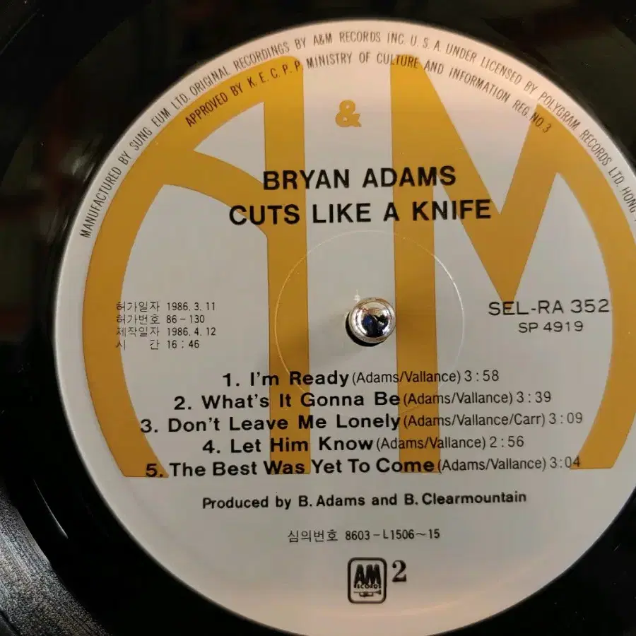 (LP) 브라이언 아담스 Bryan Adams - cuts like a