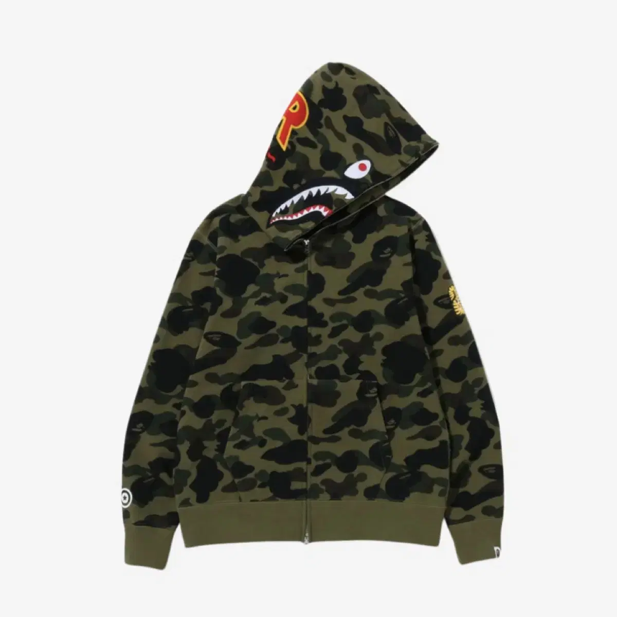 베이프 bape ponr 1st camo shark 샤크 후드집업 녹계