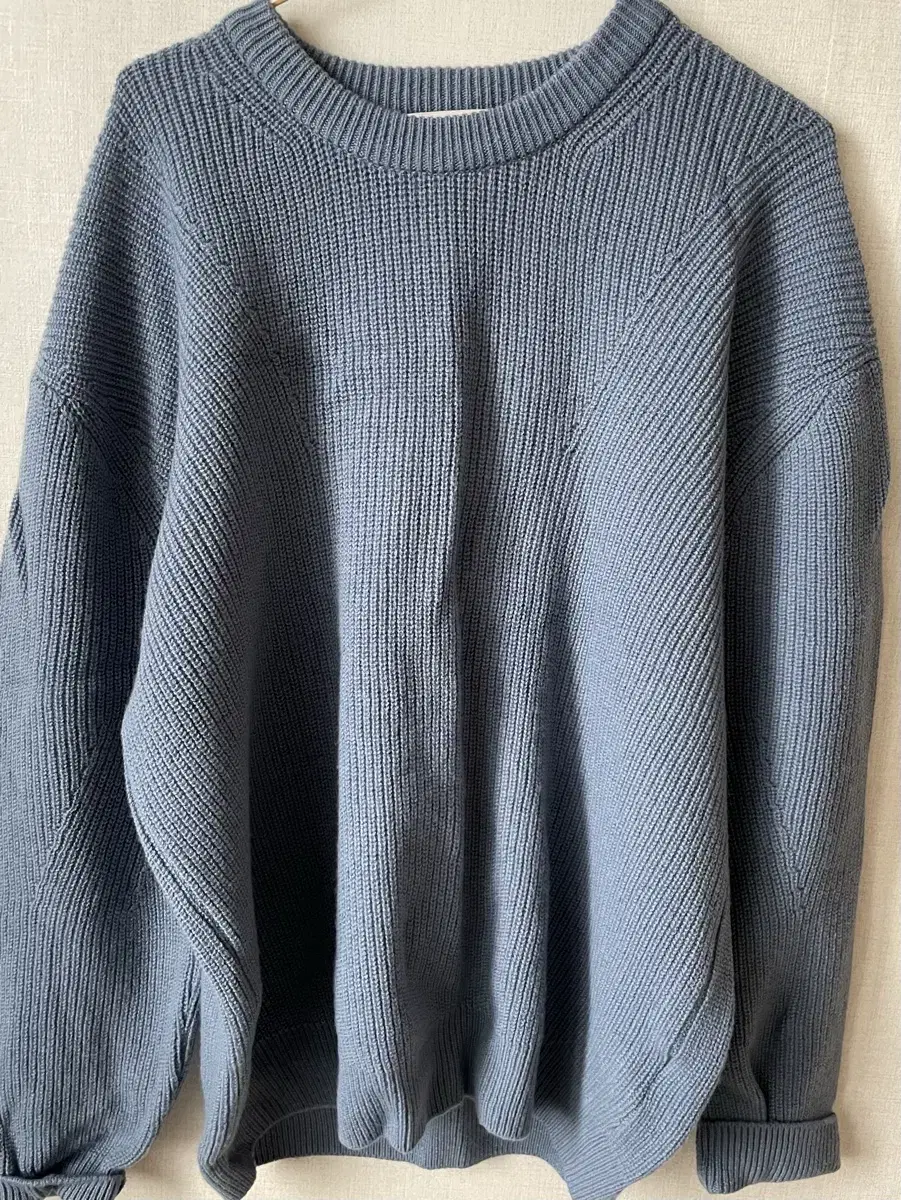 Coeur Merino Wool Crewneck Knit in Bloo Grey