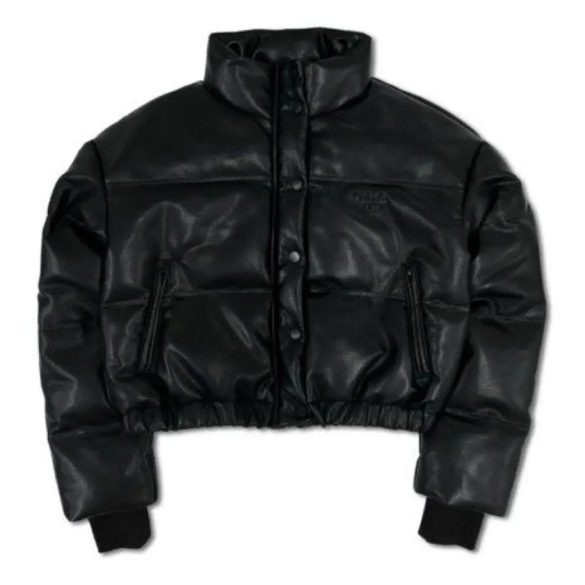 Pale Jade Leather Puffer Jacket in Black Leather Puffer Jacket in B