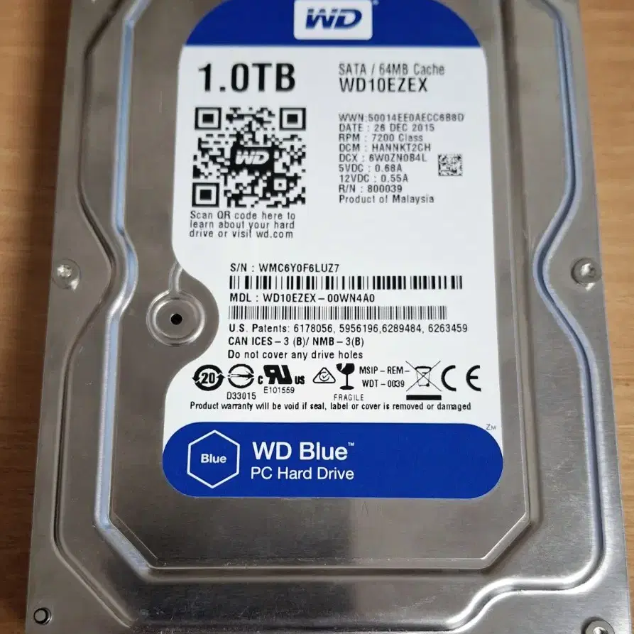 WD 3.5 HDD 1TB 7200Rpm