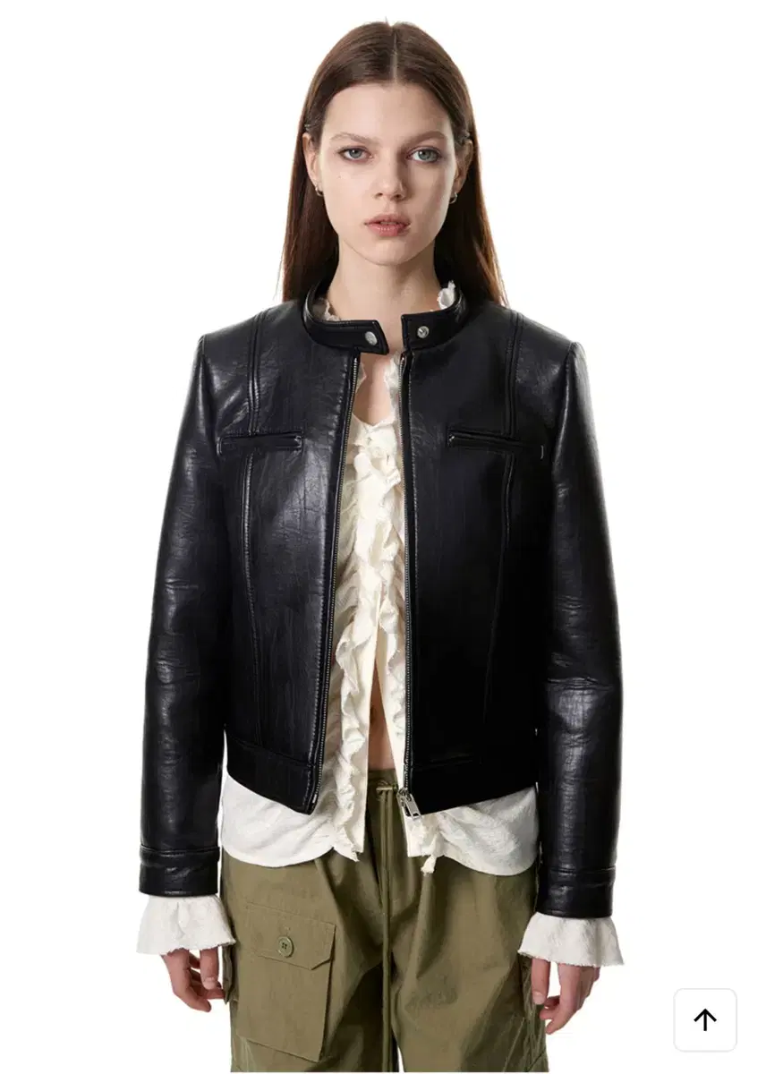 세릭 cerric BUTTON NECK BIKER JACKET / BLA