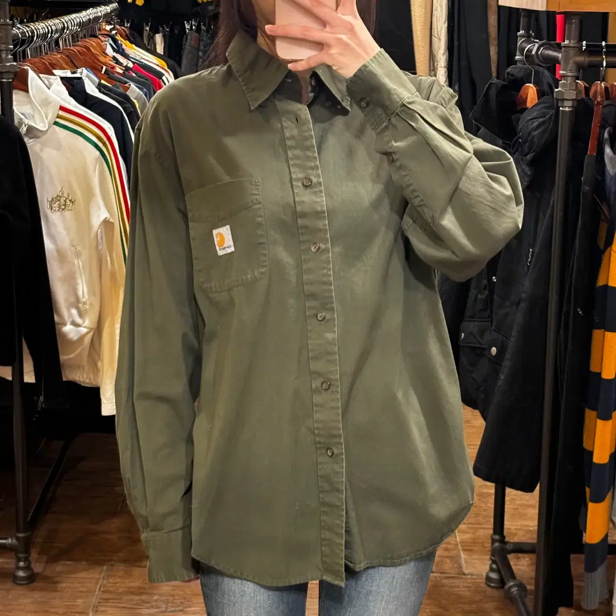 [HI] CARHARTT 칼하트 긴소매 셔츠 카키 M