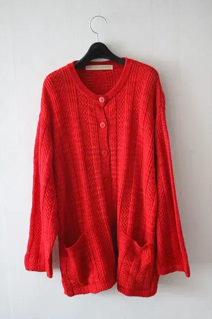 MORIOKA SACHIKO Red Wool Knit Cardigan