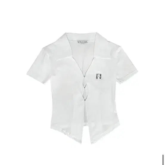 뉴얼린 emblem short sleeve shirt top white