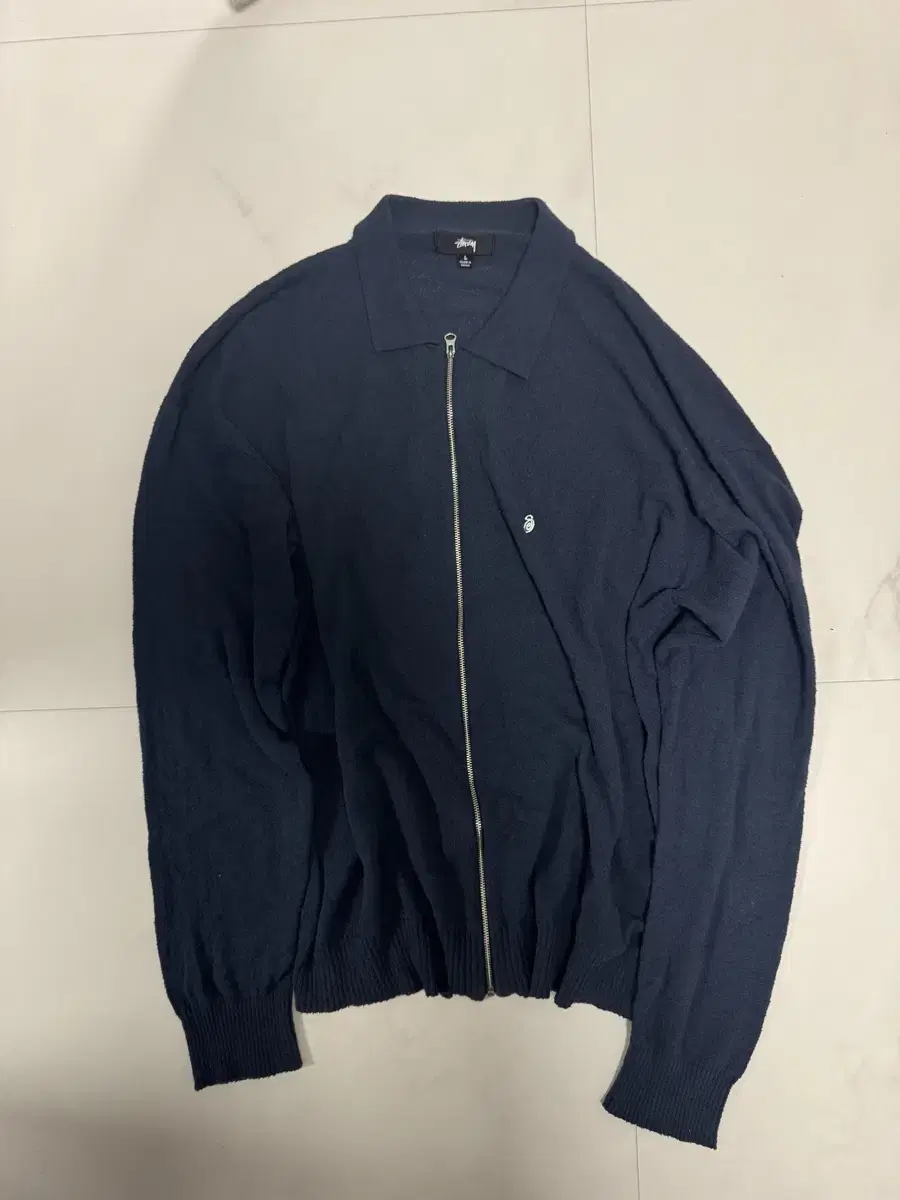 [L]스투시 LIGHT WEIGHT LS ZIP POLO NAVY