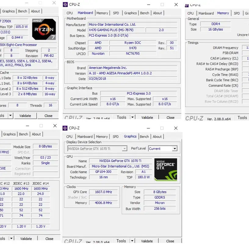 라이젠 2700x 1070ti 램 16g 게이밍 컴퓨터