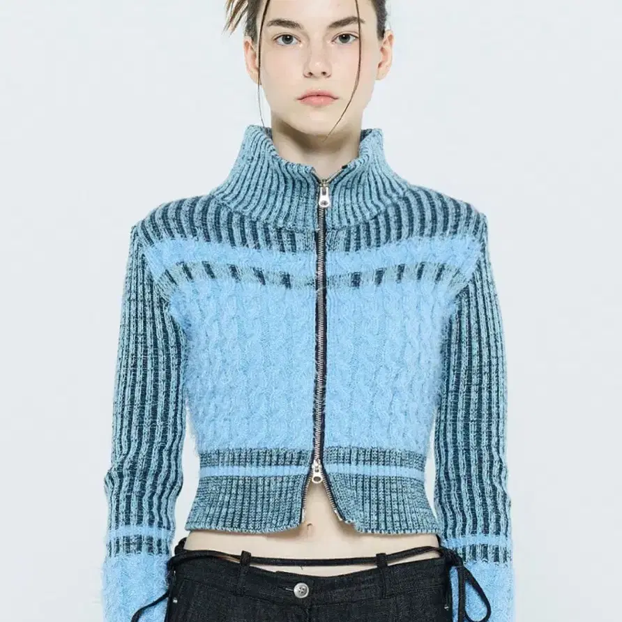 라티젠/ COLORBLOCK KNIT ZIPUP(BLUE)