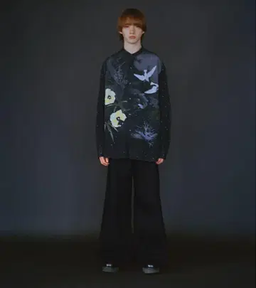 LAD MUSICIAN 24AW SPLASH&CARP 셔츠 BLACK