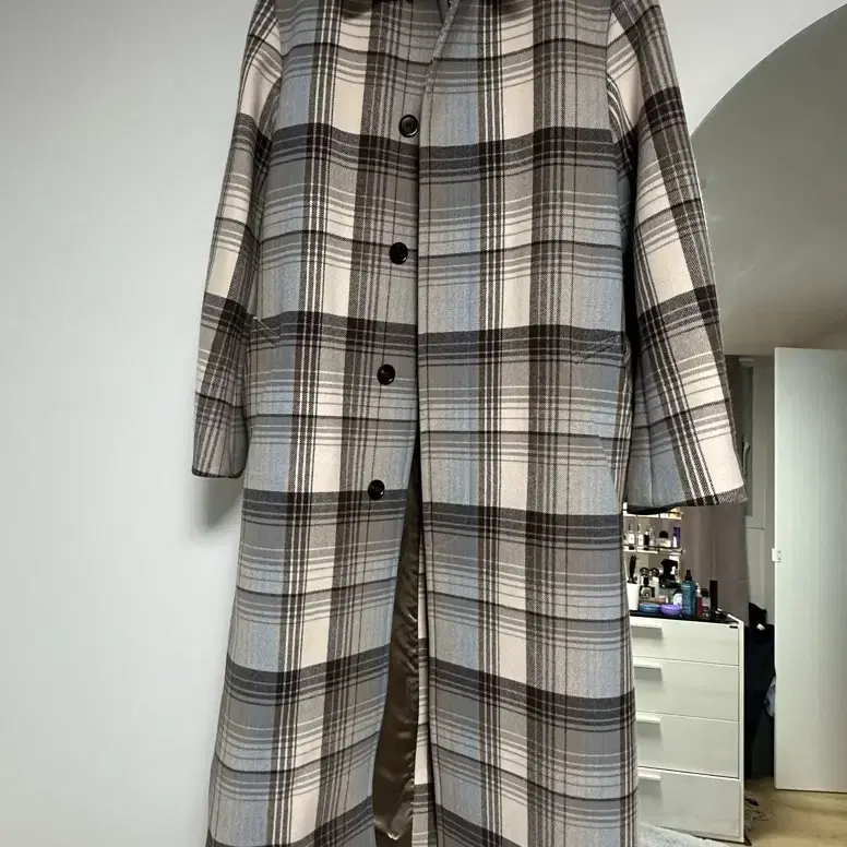 auralee 19aw wool check melton long coat（LIGHT MELTON LONG