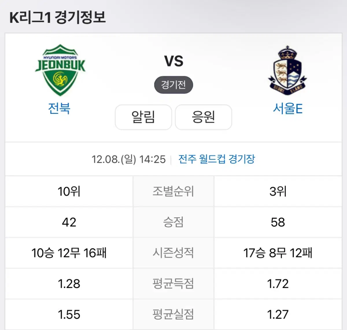 전북현대 vs 서울 이랜드 N석 양도합니다.