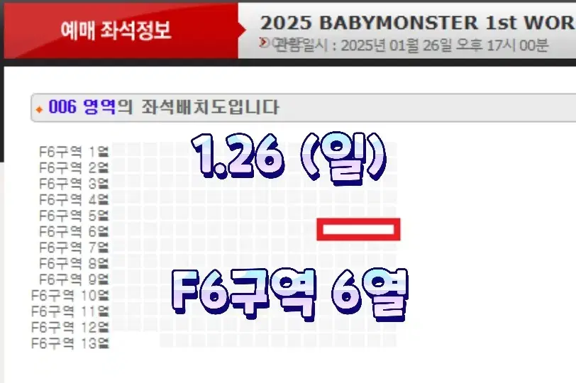(F6구역 6열) 베이비몬스터 콘서트