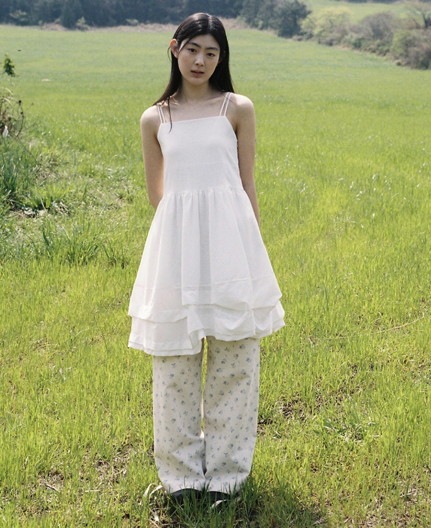 오헤시오 FLORAL CARPENTER PANTS, CREAM