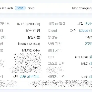 아이패드 프로 9.7 셀룰러 32g 골드 팝니다.