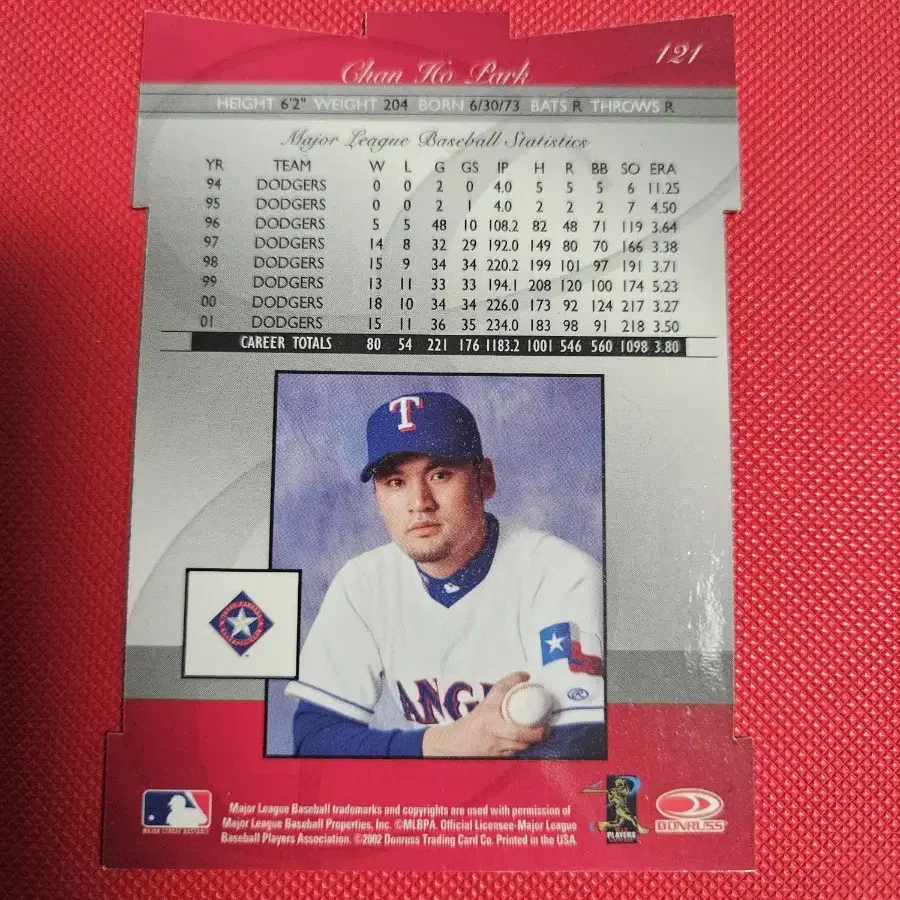 박찬호 61장 한정 2002 Donruss Elite 다이컷 카드