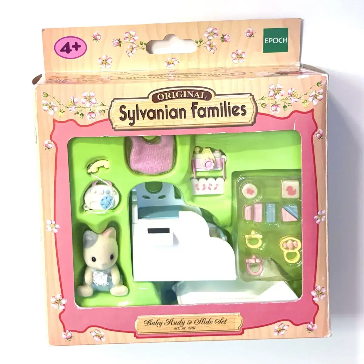 Sylvanian) Calico Cat Rudy Old Discontinued Slide Playroom