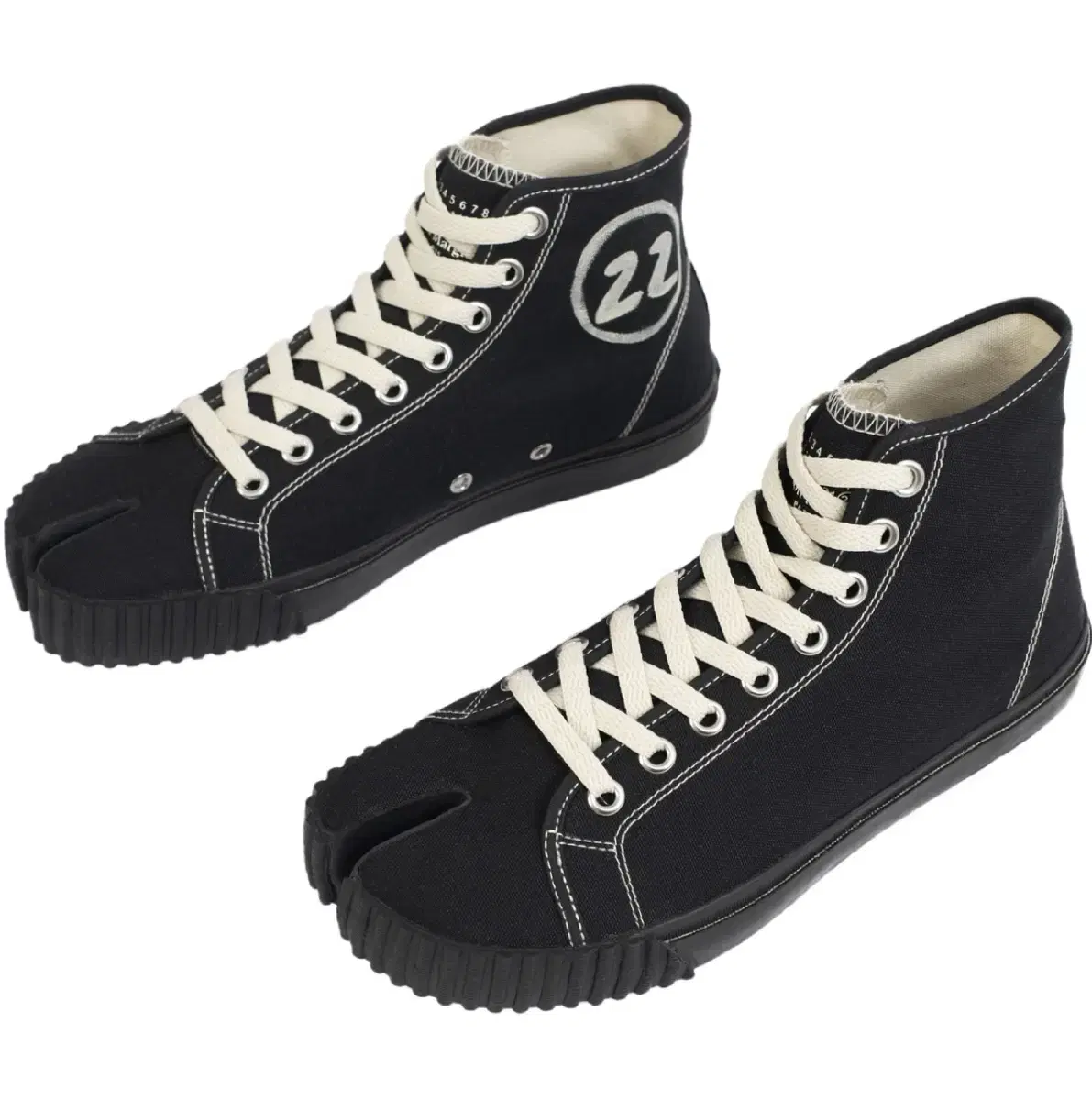 Margiela Tabi Canvas High-Tops in Black