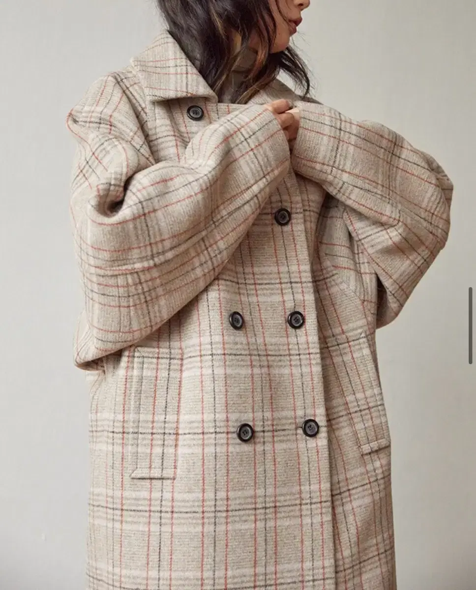 Cheong Pepe Coat M Beige Check Winter Coat