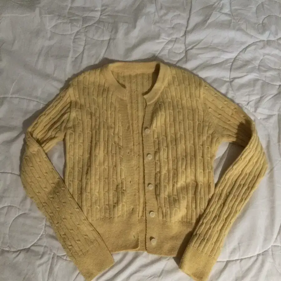 yellow knit cardigan