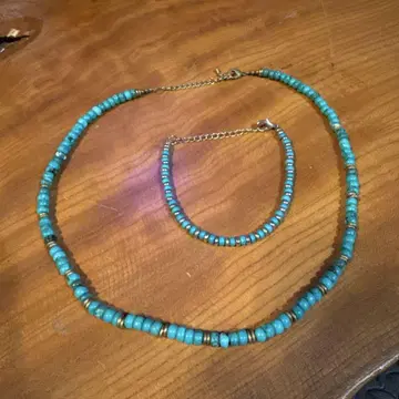 터키석 비즈 목걸이 & 발목걸이 세트