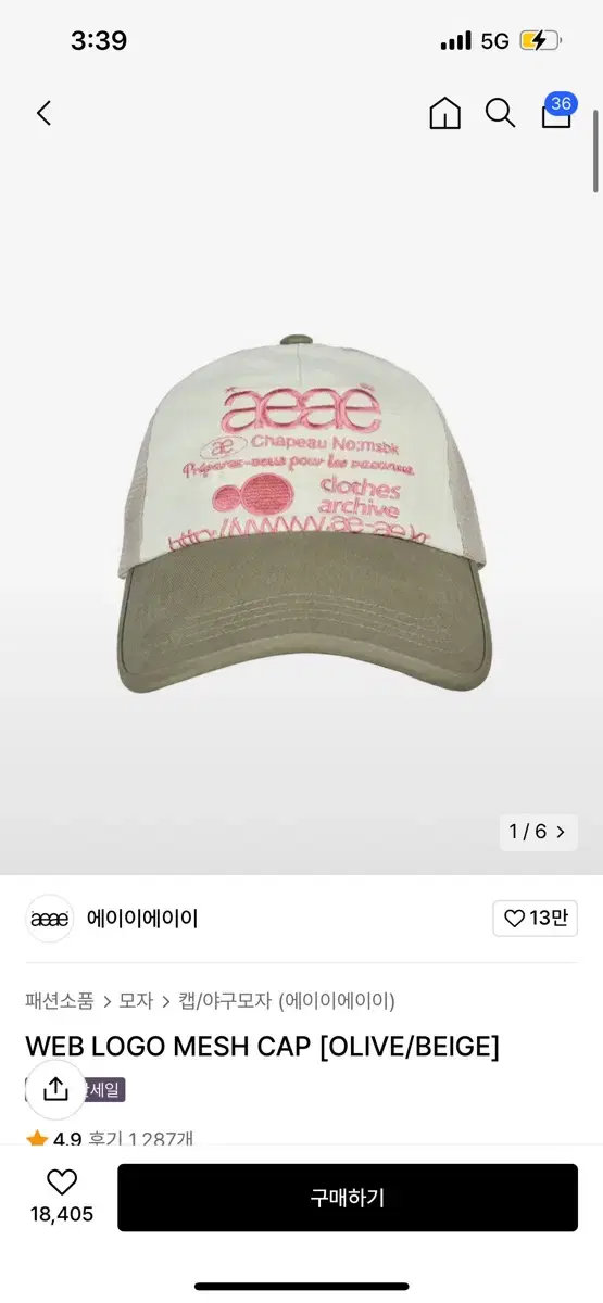 Aeae WEB LOGO MESH CAP