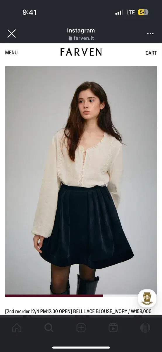 바로 배송,파르벵 BELL LACE BLOUSE_IVORY (새상품)