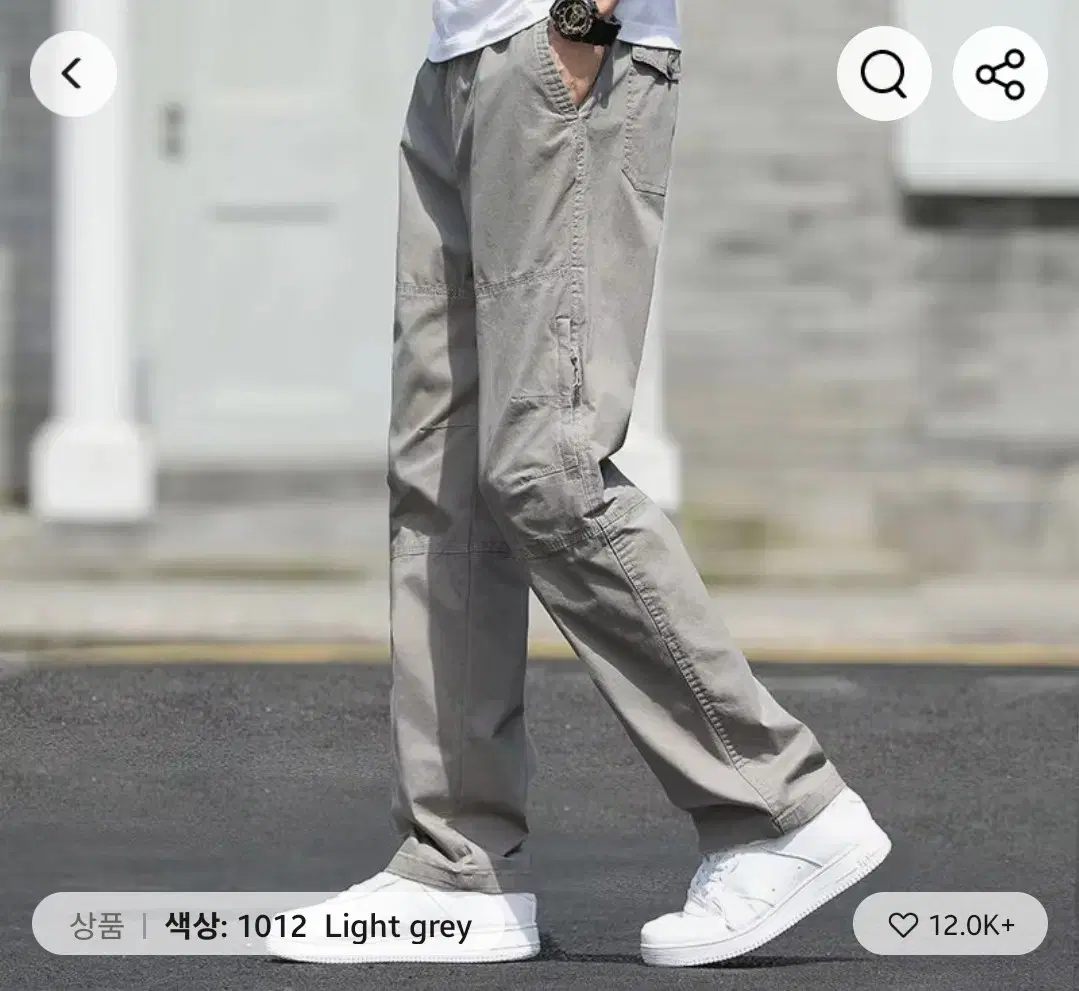 New) Men's Lose Cargo Pants Light Gray XL