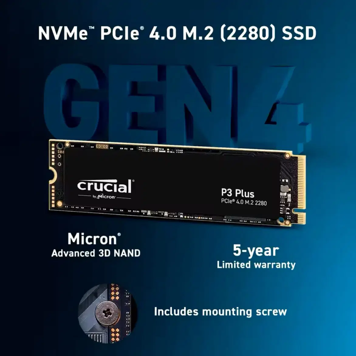 Crucial P3 Plus 1TB PCIe Gen4x4 3D NAND