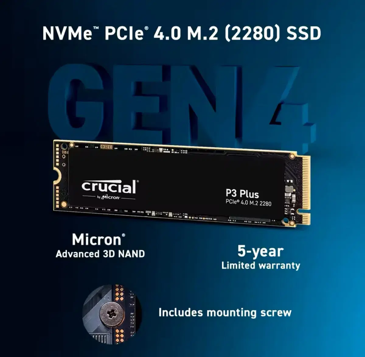 Crucial P3 Plus 1TB PCIe Gen4x4 3D NAND