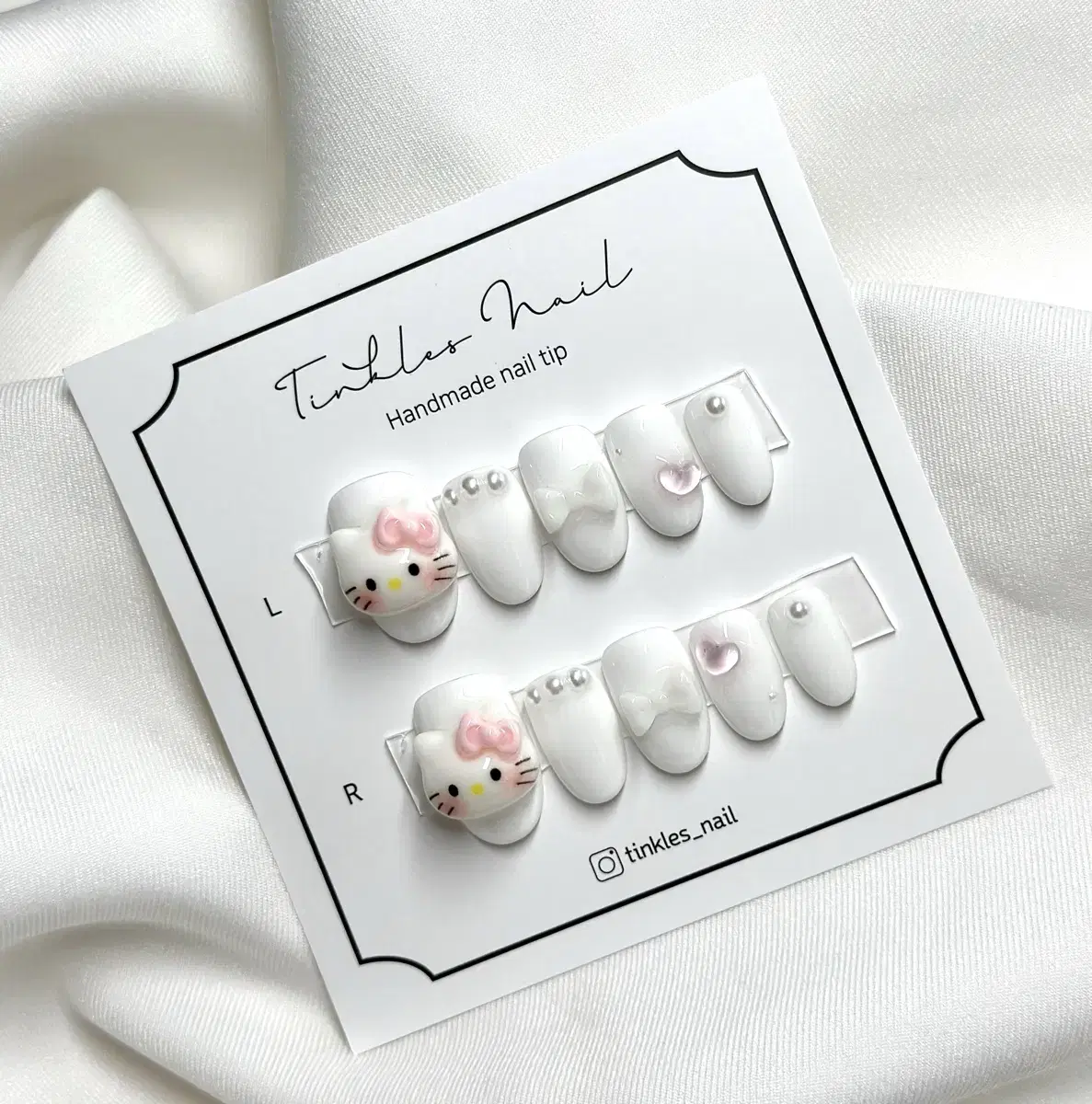 Event: White Kitty Nail Tips (Free Shipping) (Almond, Short Oval, Changeable)