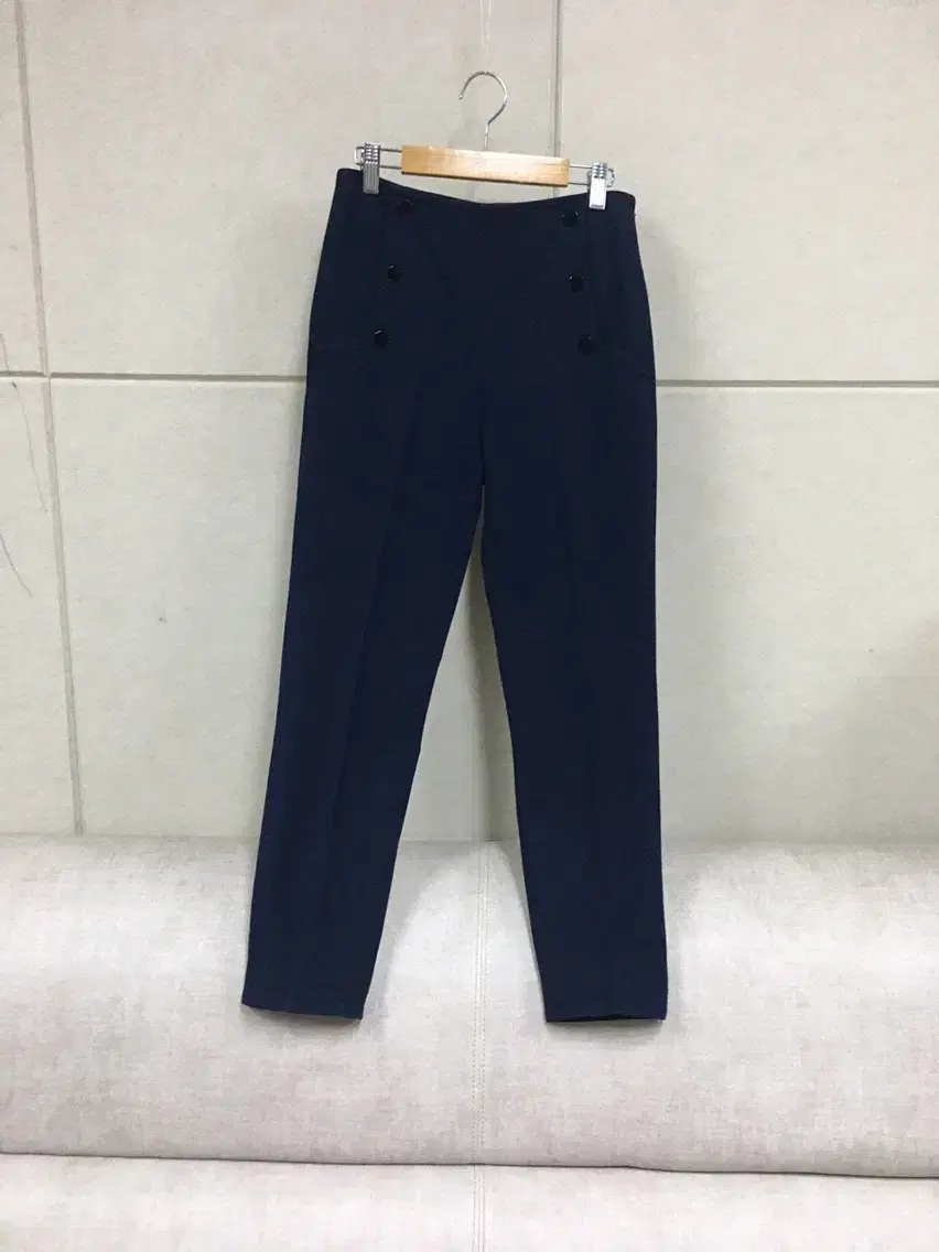 SANDRO Genuine Navy High-Waisted Spandex Trousers 36(size 25)