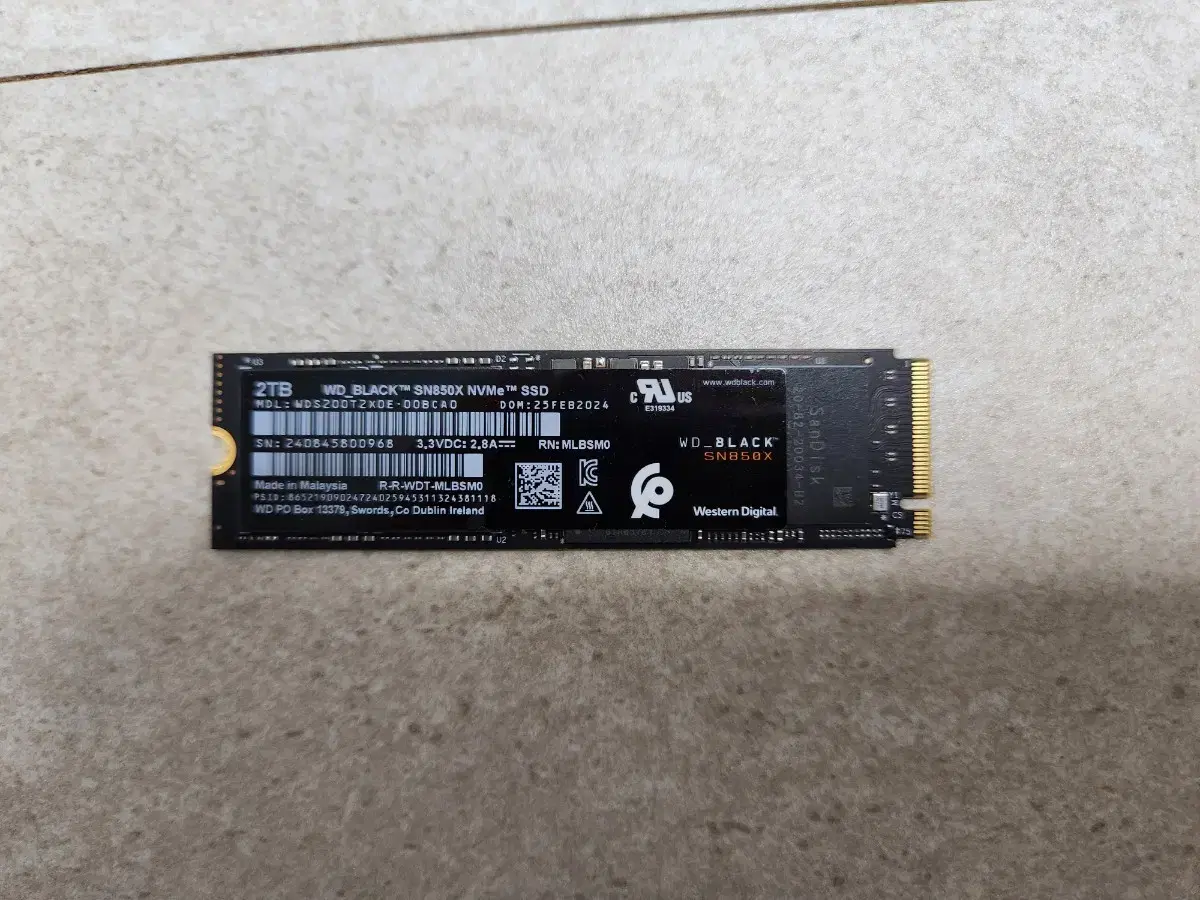 SSD 2테라 sn850x PCIe 4.0 m.2 2280 팝니다