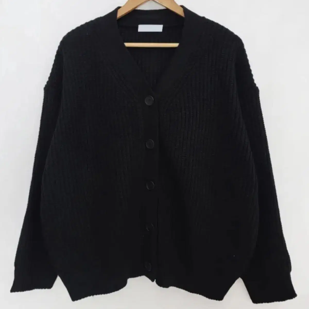 Able V-Neck Hachi Loose-Fit Knit Cardigan Black Black