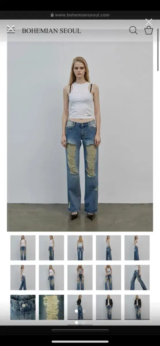 보헤미안서울 데미지 팬츠 damage wide denim pants