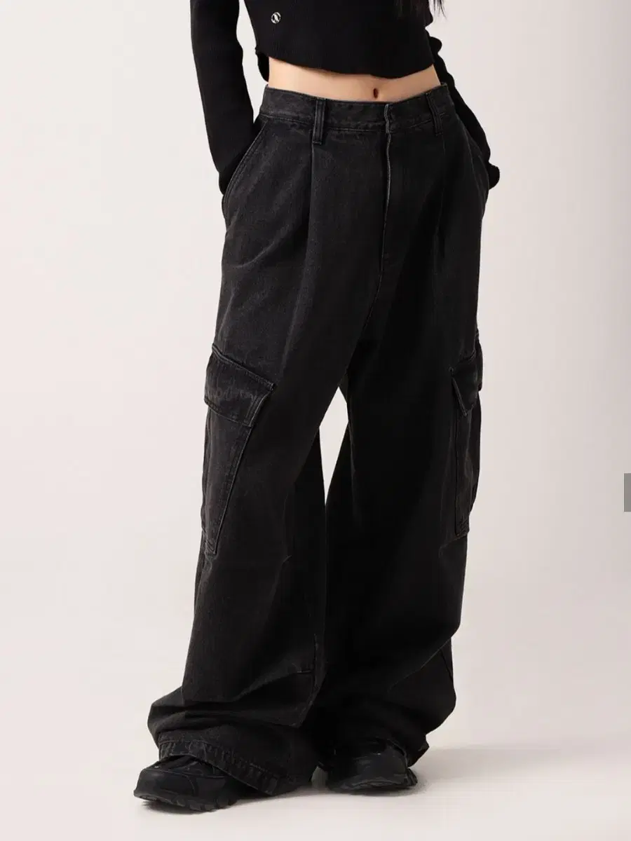 어반드레스 Side Big Cargo Pants 카고 와이드 흑청 팬츠