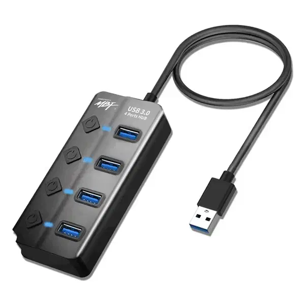 USB 3.0 4포트 무전원 허브 (LED표시, 개별스위치)