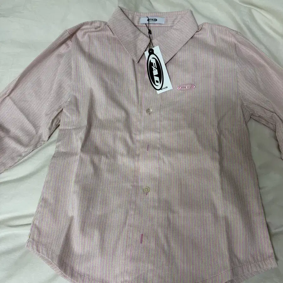 FAD 에프에이디 Crop Shirts Stripe Pink