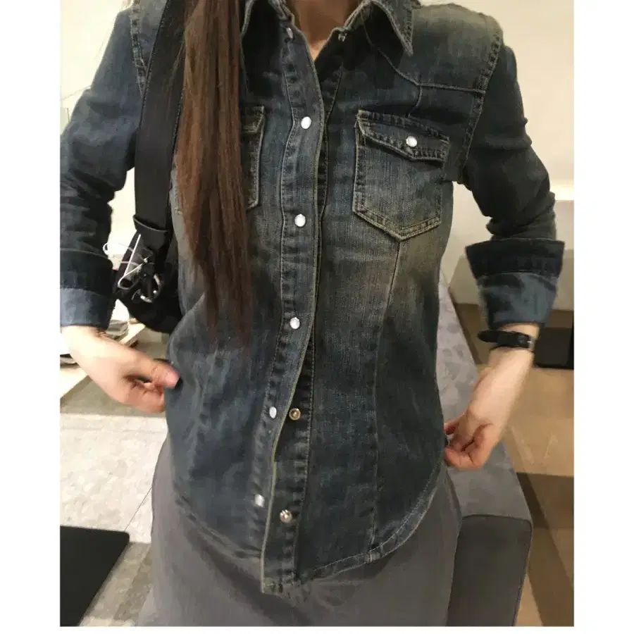 아워캐비넷 teen denim shirts 틴 데님 셔츠 s