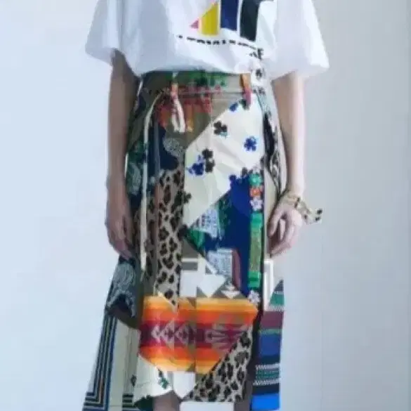 SACAI 사카이 프린트 믹스 스커트 S